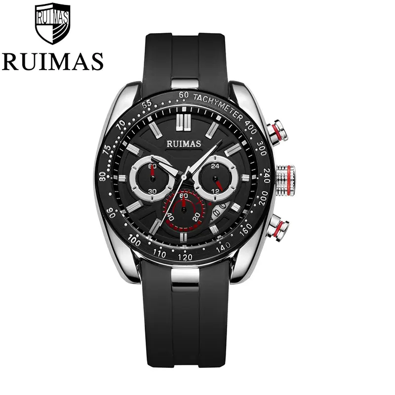

RUIMAS Men Watch Top Brand Luxury Sport Waterproof Quartz Watch Man Military Chronograph Silicone Strap Watch Relogio Masculino