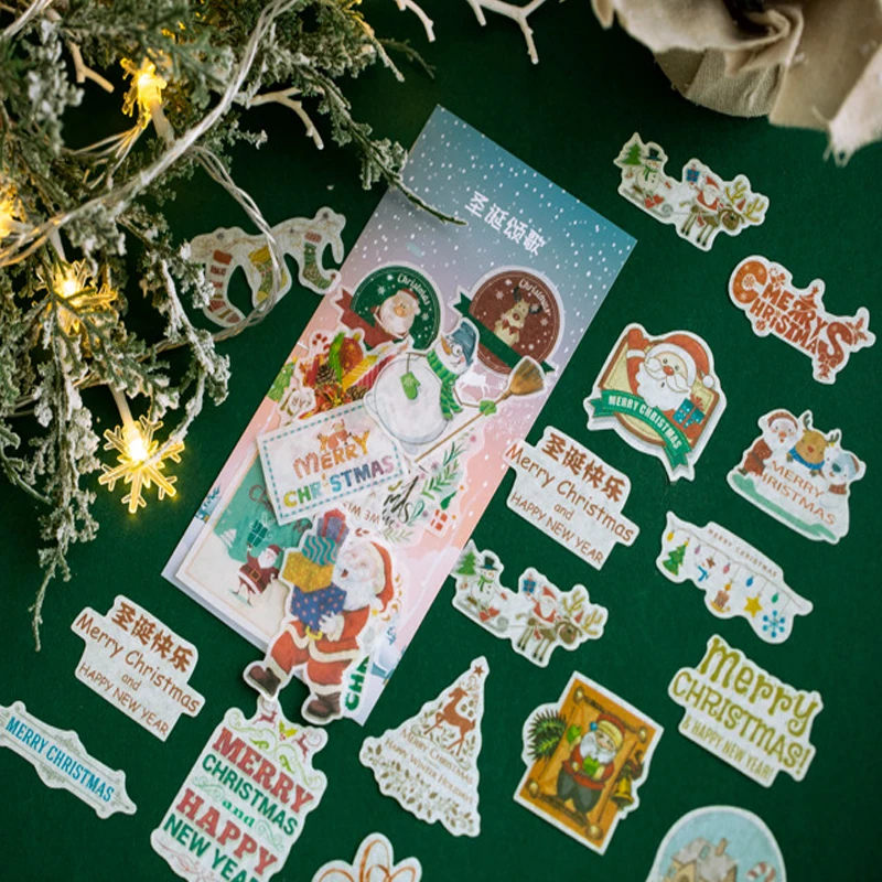 d 60 шт./упак. Счастливого Рождества серии Kawaii Стикеры s клей Декор Скрапбукинг четыре дизайн; ручная работа; Стикеры - Цвет: d