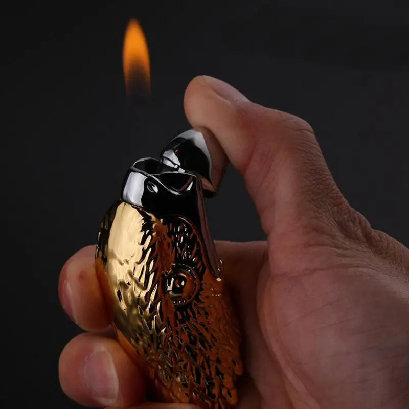 Butane Gas lighter Creative Lighter Personality Eagle Head Metal Lighters Open Flame Small Lighter No Gas