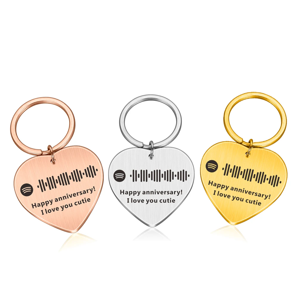 Customized Personalized Music Song Keychain Spotify Men And Women Scan Code Gift Heart Pendant Accessories | Дом и сад