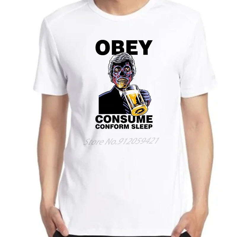 Футболка мужская с графическим принтом и надписью obey | Мужская одежда