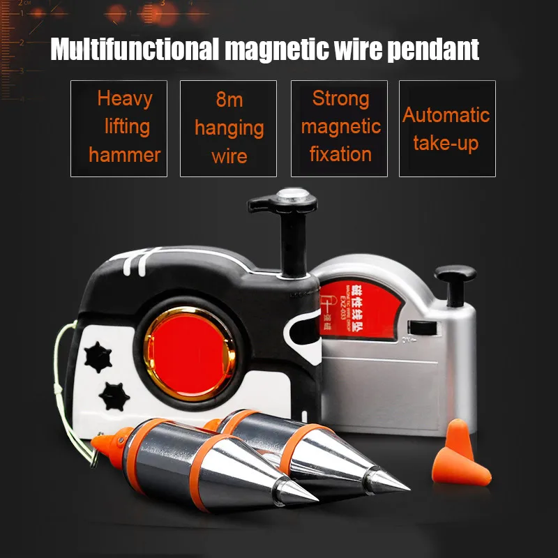 

Newly Plumb Bob Setter Magnetic Plumb-Rite with 3/6/4.5/8M Auto Recoiling Cord Quick-Stabilizing Bob SD669