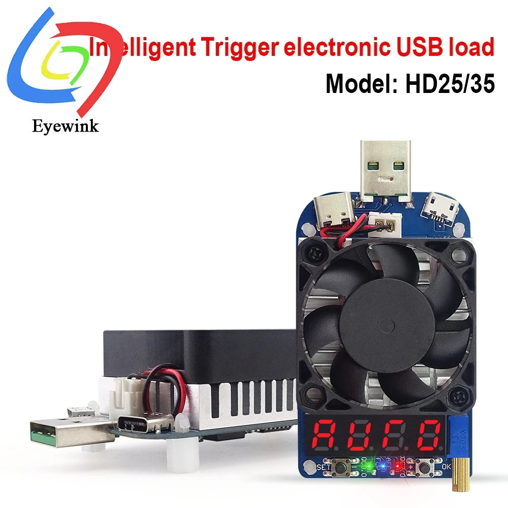 

HD25 HD35 Trigger FCP AFC QC2.0 QC3.0 Electronic USB Load resistor Discharge battery test adjustable current voltage 35w