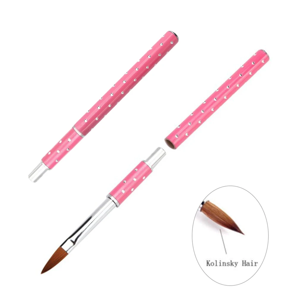 Acrylic Nail Art Brush Metal Handle Diamond Imitation Kolinsky Hair
