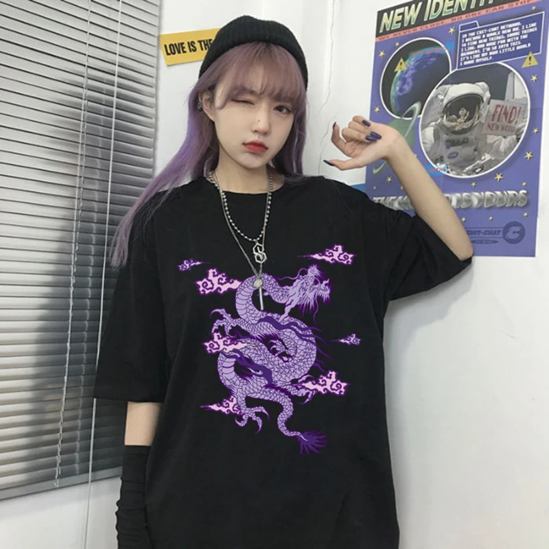 Streetwear Tops Women S T Shirt Ulzzang Harajuku Vintage Dragon Print T Shirty Damskie Summer New Aesthetic Oversize Ropa Mujer T Shirts Aliexpress