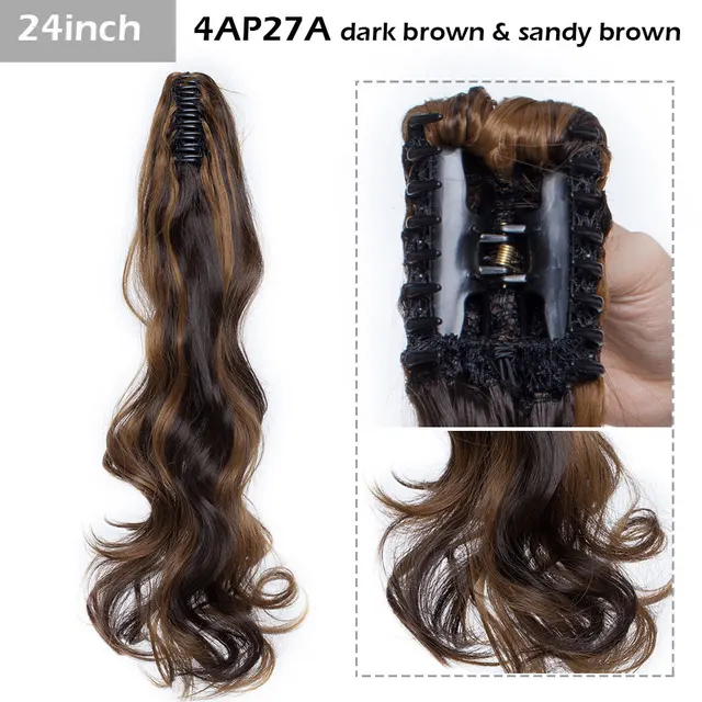 S-noilite Syntheitc Big Grab Ponytail Hair Extension Claw Clip In Ponytail Extension Hair Fake Hairpiece For Women Daily Party 24-471