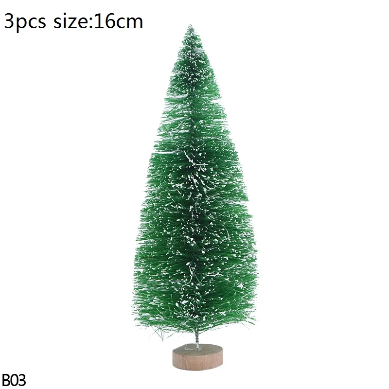 B03-16cm-3pcs Зеленые, белые, красные, золотые мини украшения для рождественской елки, миниатюрные рождественские елки, новогодние, вечерние, декор для стола, искусственная сосна, елки Navidad - Цвет: B03-16cm-3pcs