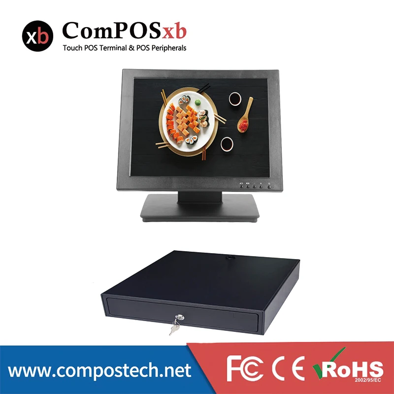 ComPOSxb 15 inch vertical base screen monitor with 330 cash drawer