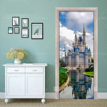 

Home Decor Decal 3D Creative Door Urban Architecture Poster Stickers Waterproof Wallpaper Print Art Picture For Kids Room Paste