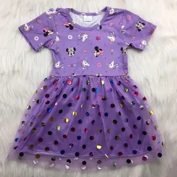 

new model girl dress sleeveless cute mouse star sequin lace fashion dress