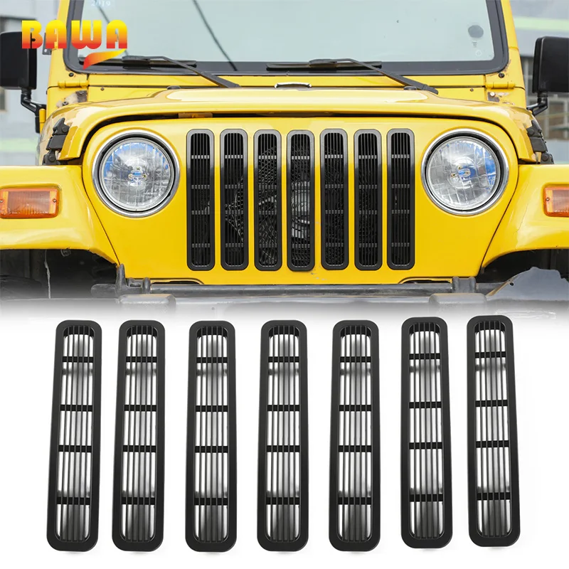 BAWA Гонки Грили наборы для Jeep Wrangler TJ 1997-2006 передняя вставка решетка крышка с сеткой автомобиля наружные украшения наклейки