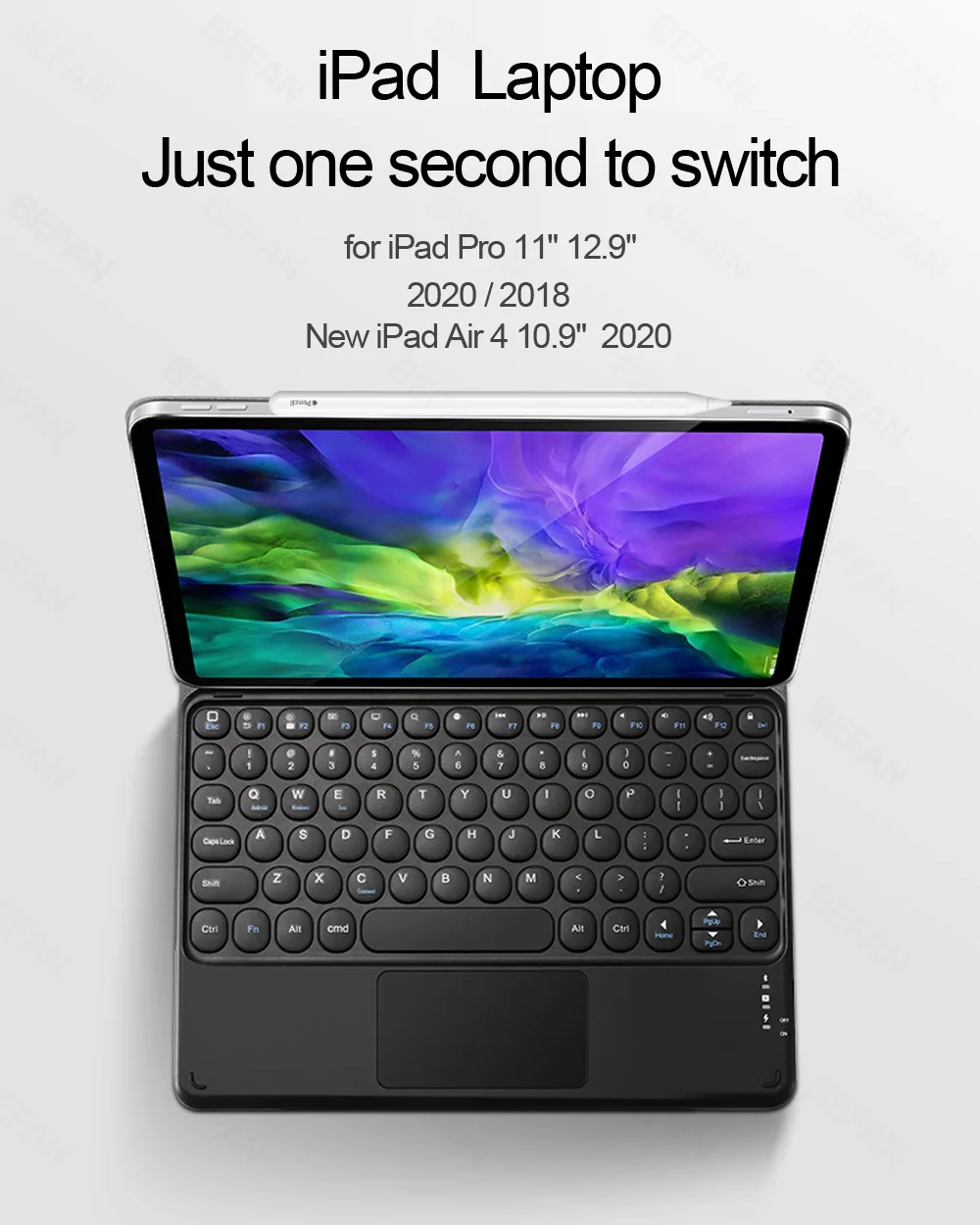 Teclado Touchpad Bluetooth Mágico, Capa Magna Magnética,