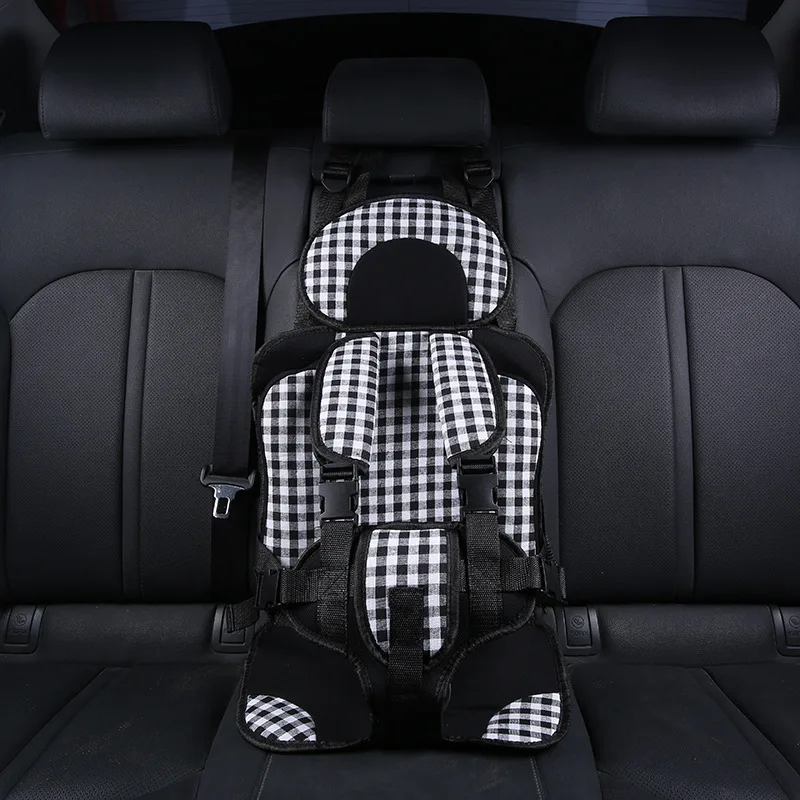 От 0 до 6 лет, детское безопасное кресло, коврик для сиденья, портативное, для младенцев, для малышей, простое автомобильное кресло, детское кресло, уплотненная губка, детская коляска, подушка для сиденья - Название цвета: black grid large