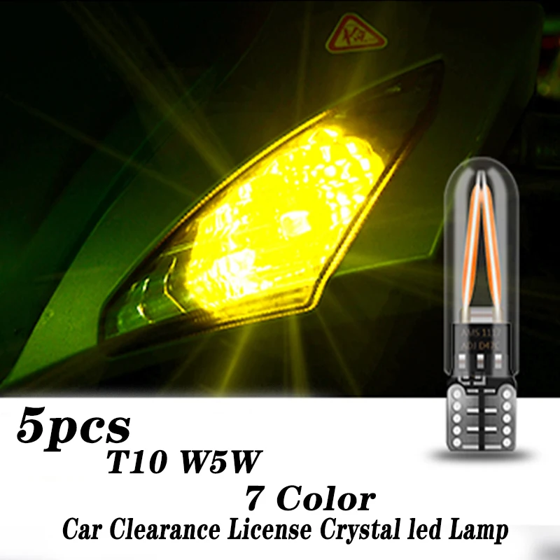 

5pc 7Color For Seat Leon Lbiza Skoda Octavia a5 A7 2 Rapid Hyundai Accent Solaris Car Clearance License Crystal T10 led Lamp