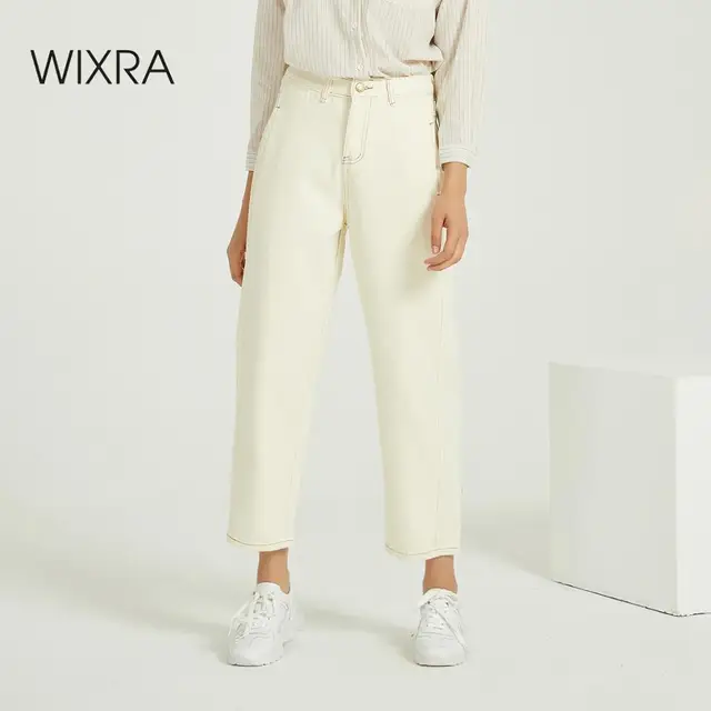 US $23.03 Wixra Women Loose Casual Denim Jeans Ladies Bottoms Female Trouser Pants 2020 Autumn Spring High Wa