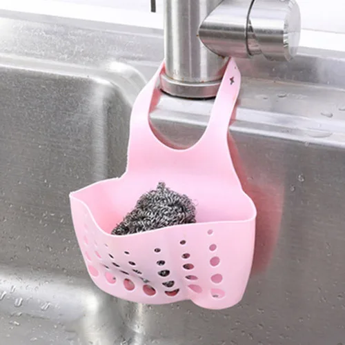 Полка для раковины, сушилка для мыла, силиконовая корзина для хранения, держатель для крана, регулируемый держатель для ванной комнаты, кухонная раковина, аксессуары - Цвет: A-pink
