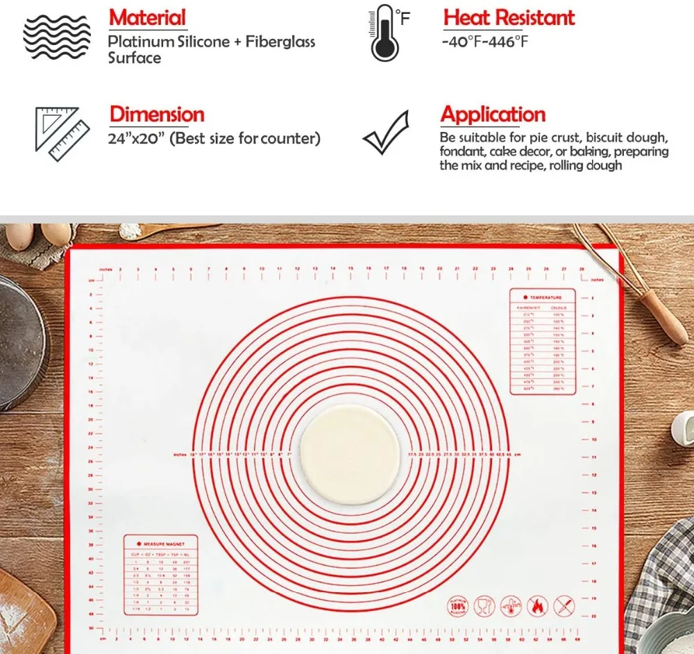 Durable silicone cutting mat For Perfectly Formed Pies 