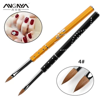 

ANGNYA 1Pcs Diamond Metal Kolinsky Nail Art Sculpture Carving Brush Black Acrylic Liquid Powder Flower Shaping Painting Dotting