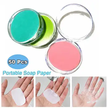 

50PCS Disposable Boxe Soap Portable Mini Paper Soap Travel Soap Paper Washing Hand Bath Clean Scented Slice Sheets Foaming Soap