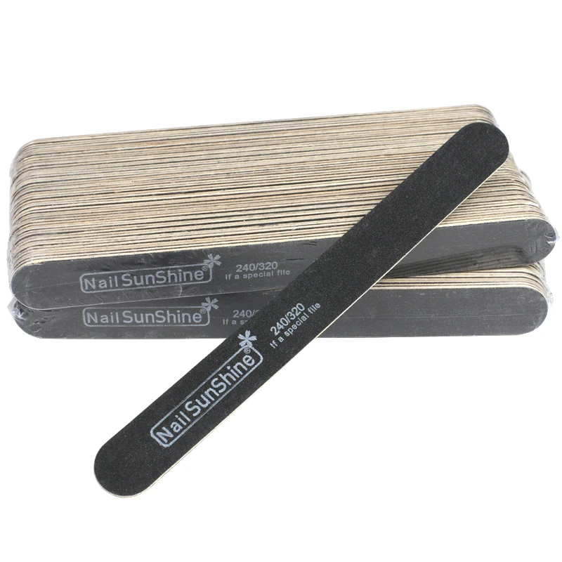 100pcs Wood Nail Files 240/320 Black Wooden Block Nail Sanding Buffer