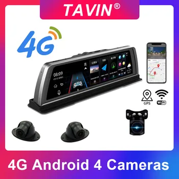 

TAVIN 4 Cameras Car Dvr 4G Android Dash cam With ADAS WIFI GPS 10 inch Touch Screen 360 Degrees Night vision Recorder