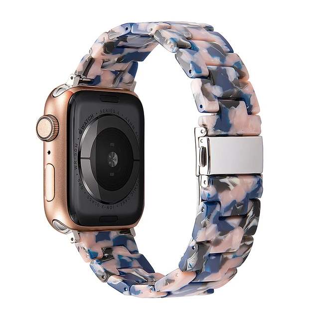Resin strap for apple watch band 7 44mm 40mm 42mm 38mm 41 45mm correa transparent Loop watchband for iwatch 7 6 se series 5 4 3 Temperament blue