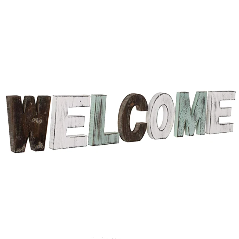 

Multicolor Rustic Wood Welcome Decorative Sign,Party Decoration Letter Welcome Decoration,Crafts Wine Cabinet Decoration