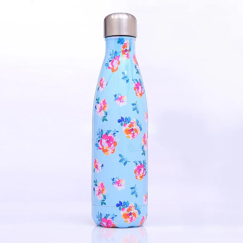 Фламинго бутылка для воды с цветочным рисунком Нержавеющая сталь Изолированная чашка высокое качество Термос Велосипед Спортивная бутылка для напитков кружка для путешествий, подарок