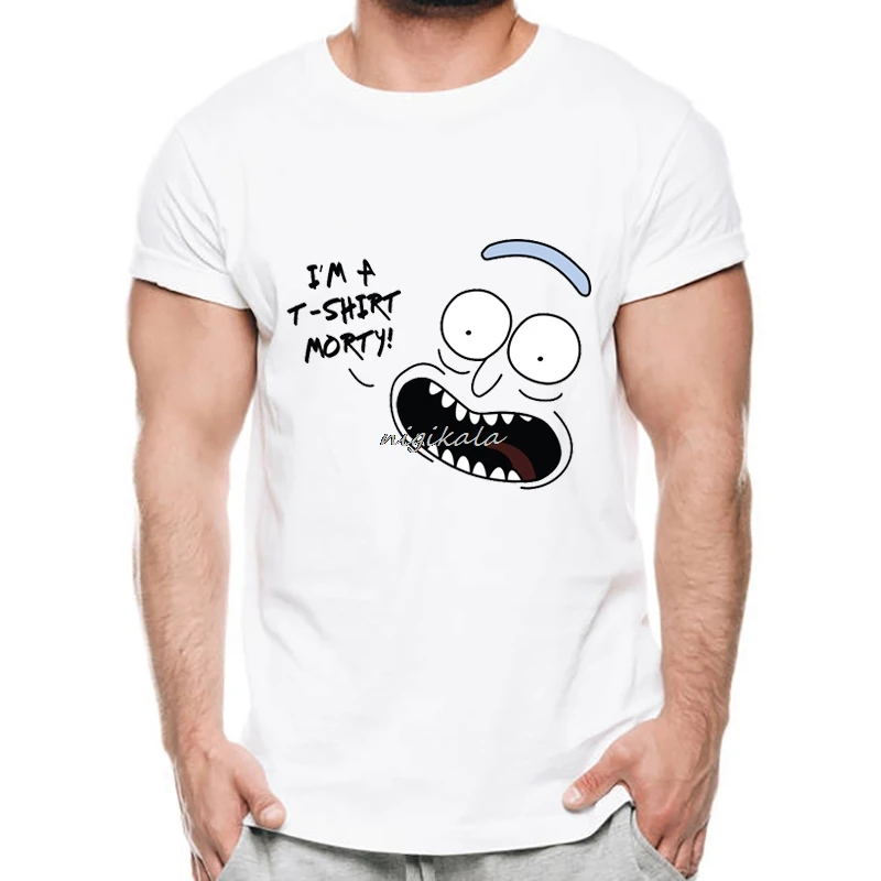 

Happy Rick Morty and Meeseeks Printed T-Shirt Men's Cartoon Emoji Customied T Shirt High Quality Male Hipster Tee Tops