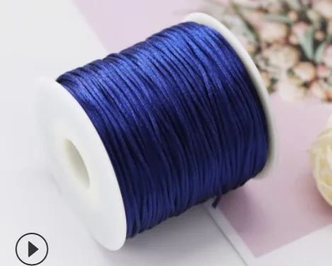 50Meters X 1MM Chinese Knot Rattail Satin Cord for Braided Macrame String Jewelry Findings Beading Rope 34 Colours 