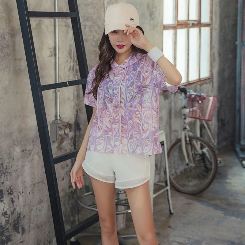 

Spring Summer New Style Sports Set Yoga Clothes Two-Piece Set Running Shorts Hollow out-Slimming Breathable Women's