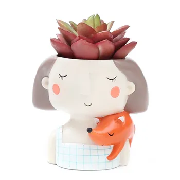 

Girl Flowerpot European Style Ornament Pots For Plants Flower Pot Home Craft Indoor Planter Ceramic Pot Succulent Planter