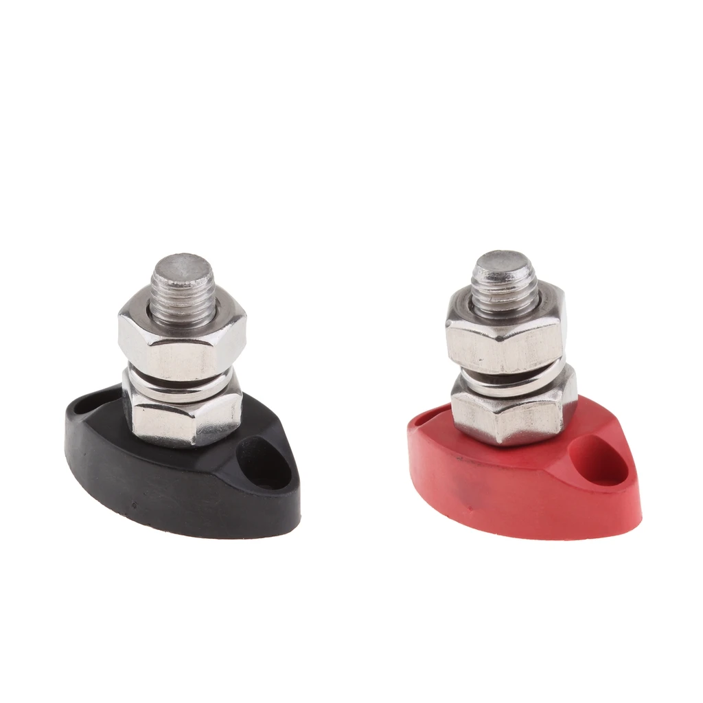 Red+Black Junction Block Power Post Insulated Terminal Stud 10mm 3/8inch