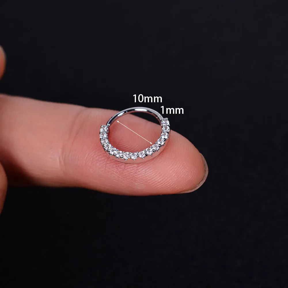 CZ Hoop Rook Nose Septum Ring Round Forward Daith Piercing Tragus Cartilage Helix Earring Body Jewelry 1Piece piercing jewelry nose rings body piercing earrings