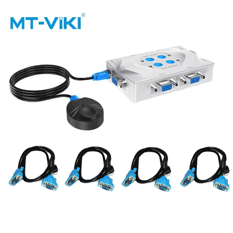 

MT-Viki kvmswitch VGA USB 4 Port Hotkey Wired Remote Controller 4 hosts share a set of mouse button displays MT-401KL