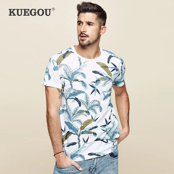 

KUEGOU 2020 Summer 100% Cotton White T Shirt Men Tshirt Brand T-shirt Short Sleeve Tee Shirt Fashion Streetwear Clothes Top 8642
