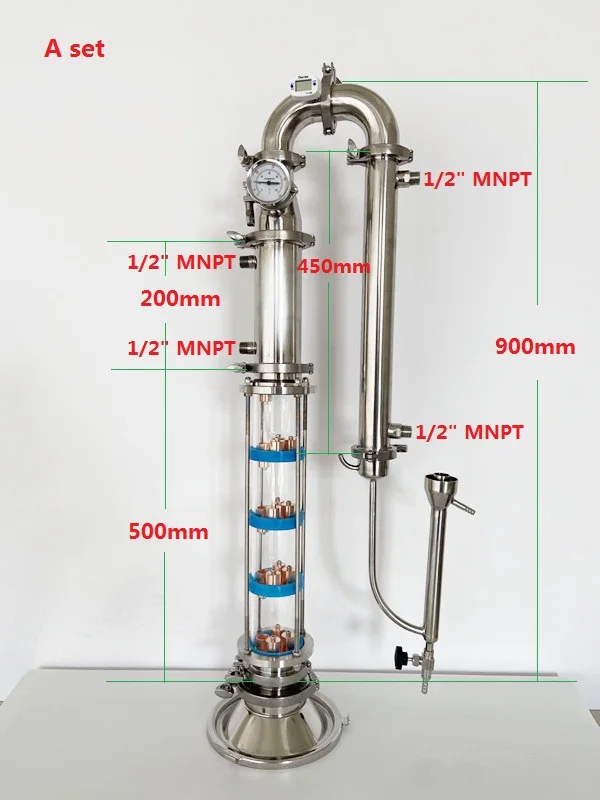 376mmOD91FluteDistillerWith5FloorDistillationLensColumnForHomebrewCopperBubble