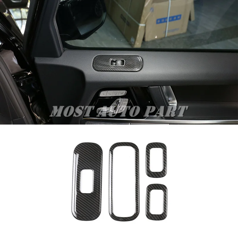 

Silver/Black Carbon Interior Car Door Window Lift Button Cover For Benz G Class W463 G350 G400 G500 G500 G55 G63 G65 2019-2021