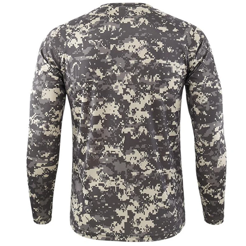 Long Sleeve Camouflage T-shirt Outdoor Quick Drying Hiking Military Tactical T-Shirts Mens Hunting Camping Shirts Brand Clothing