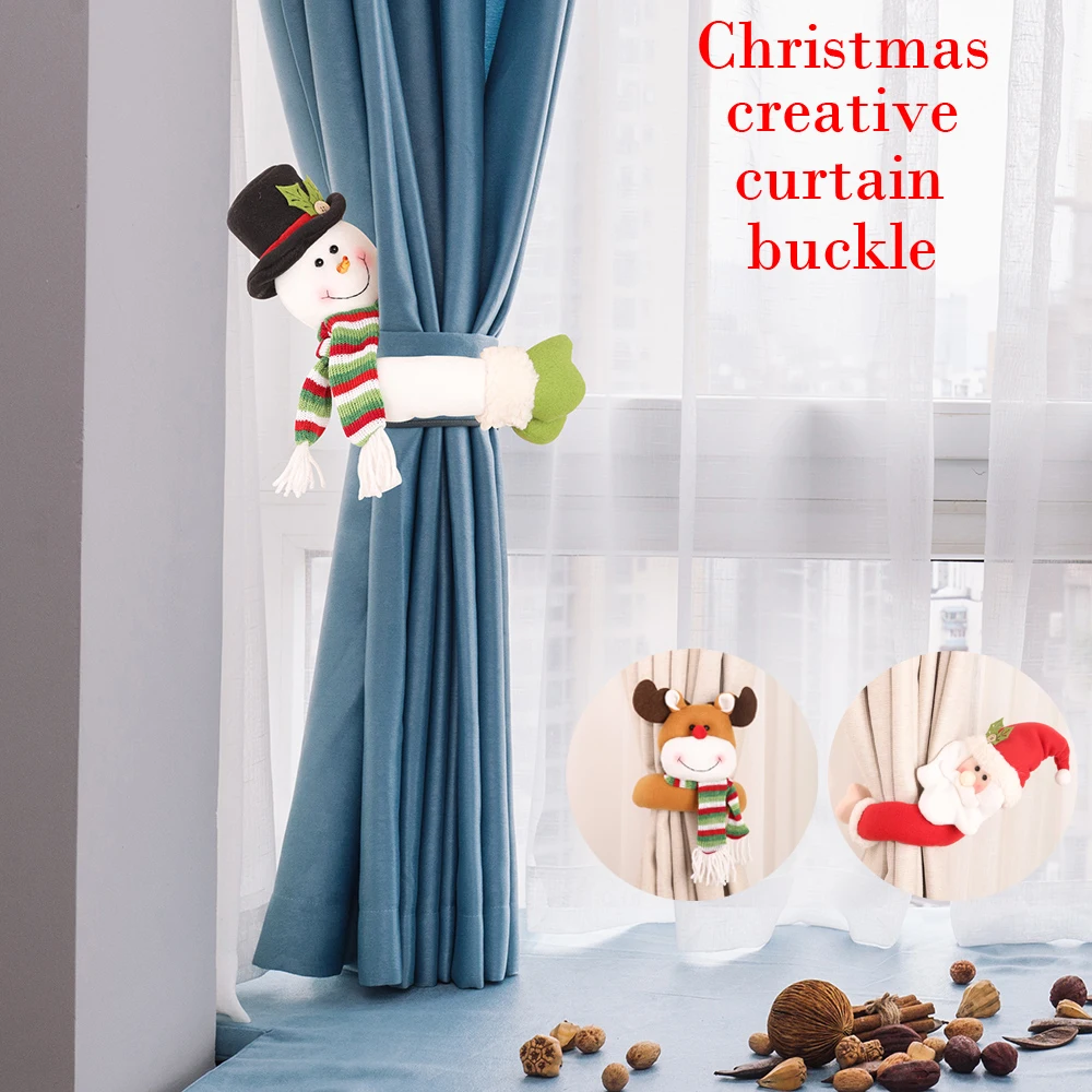New Christmas Creative Curtain Buckle Holder Window Decoration Santa Claus Snowman Elk