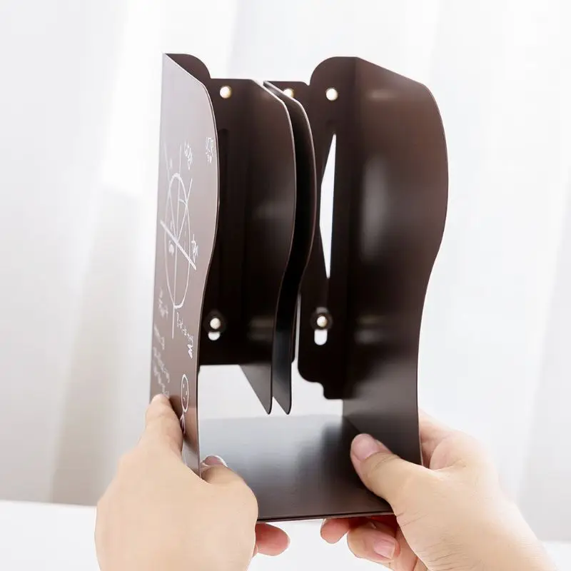 Metal Retractable Bookends Support Stand Holder Shelf Adjustable Bookrack Office