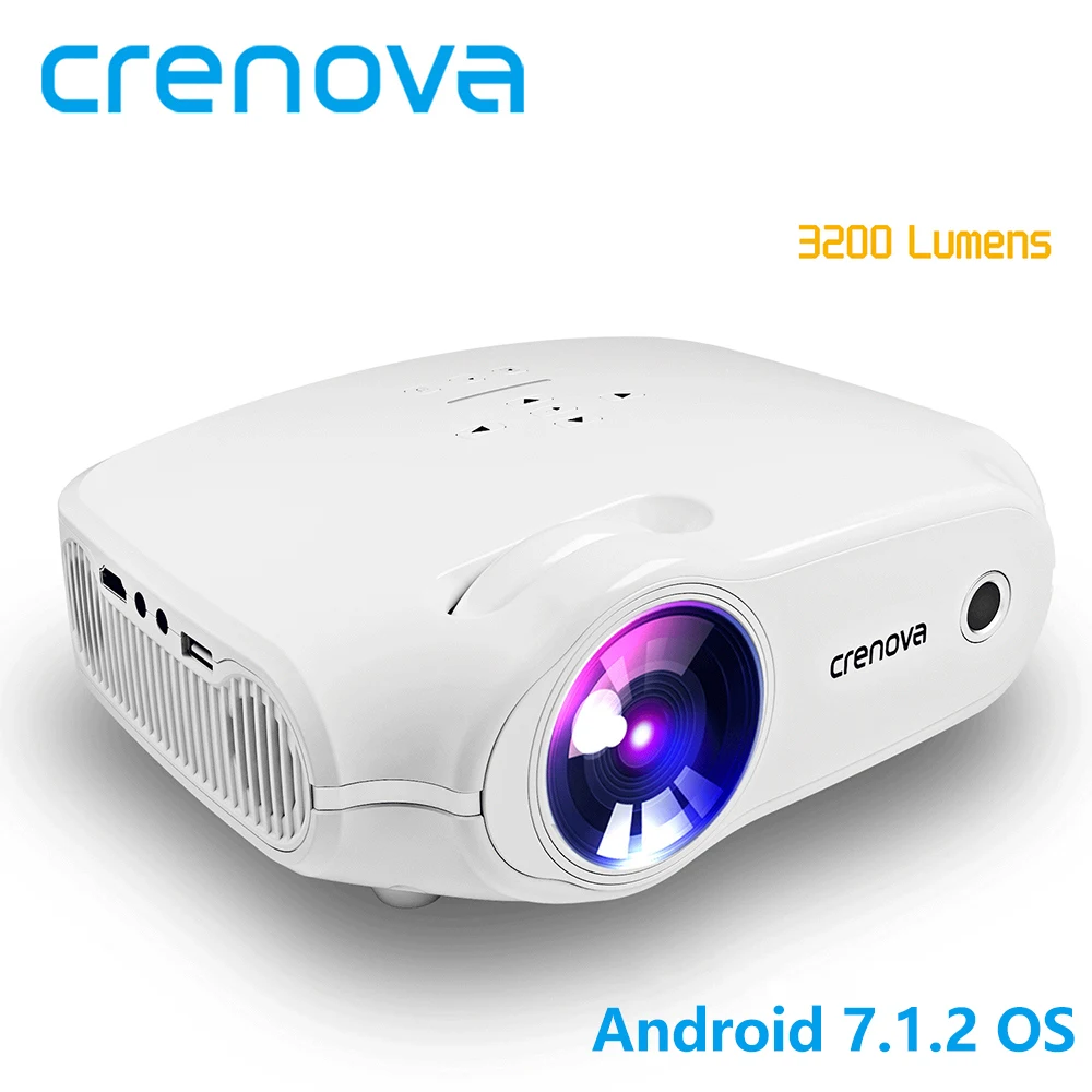 

CRENOVA XPE498 LED Proyector 4k Full HD Wifi y Bluetooth Portable Projector Android 7.1.2 OS Home Cinema 3200 Lumens