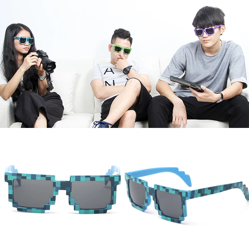 Мужские солнцезащитные очки pixeliated женские Брендовые очки для вечеринки мозаика UV400 Винтажные очки унисекс Подарочные очки