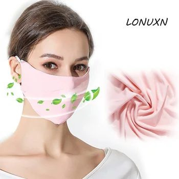 

high quality 1Pc Unisex Face Mouth Mask 3D Mask Thin Ice Silk Mask Anti-Dust Anti-Bacterial Respirator Classic Pink Black