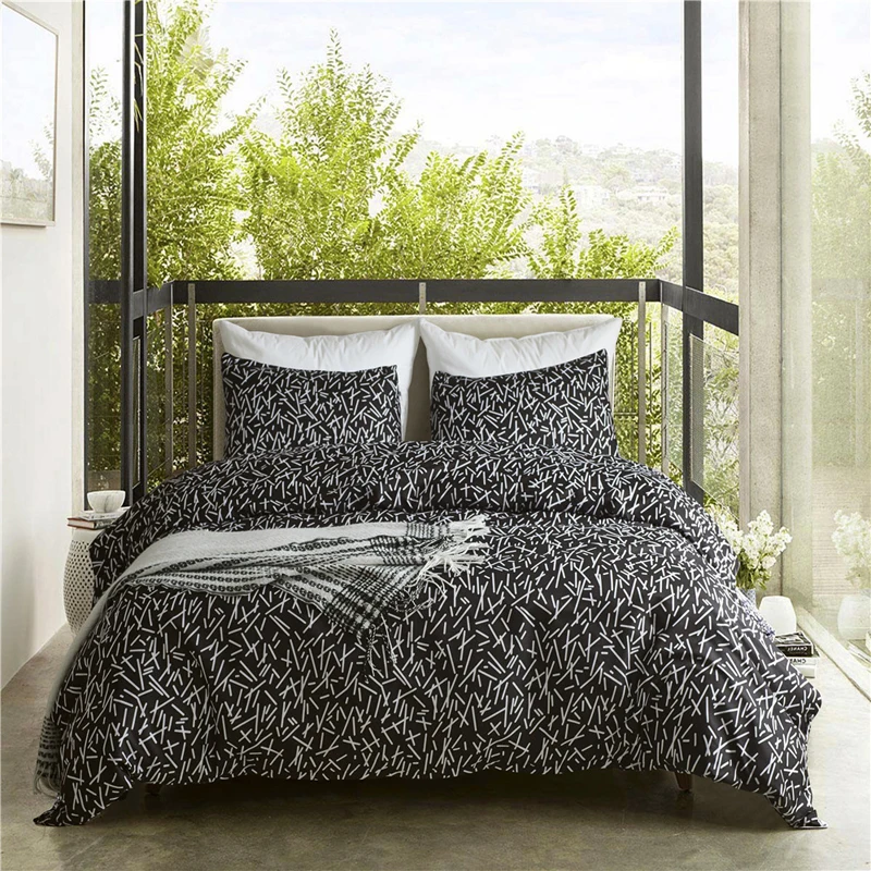

Home Living Pillowcase Quilt Cover 2-3pcs High Quality Lovely Pattern With Leave Stripe Flower Twin Queen King Size Bedding Set