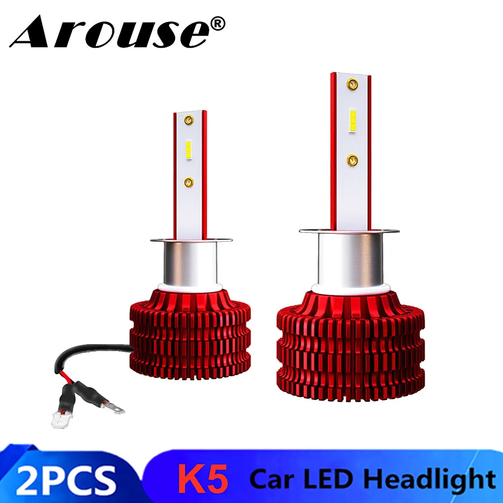 K5 Car Lights H1 H11 H7 9005 9006 LED Headlight Bulbs H4 Hi-Lo Beam 40W 8000LM 6000K CSP Super Bright Auto Headlamp 2PCS/Set | Автомобили