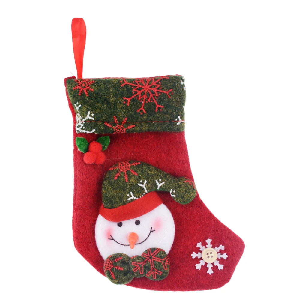 1PCS Christmas Stockings Hanging Christmas Tree Decoration Ornaments New Year Candy Bag Gifts Socks Stocking Xmas Ornament - Цвет: Snowman printed