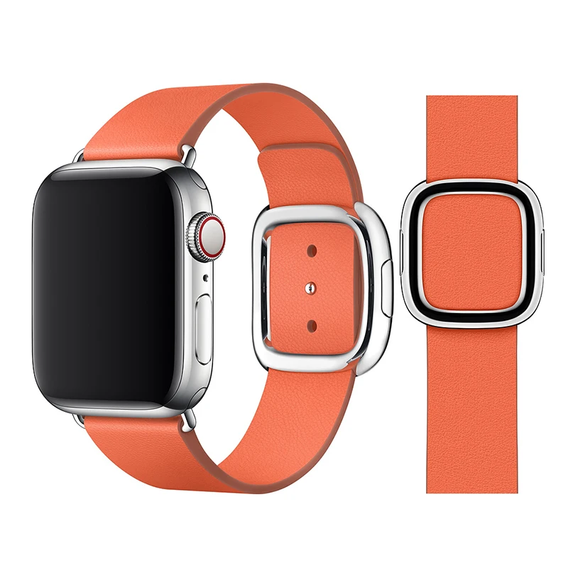 Band For Apple Watch Band 42mm 38mm Leather Loop Strap Modern Style Bracelet Accessories For iWatch Series 4 3 2 1 40/44mm - Цвет ремешка: 13 Orange