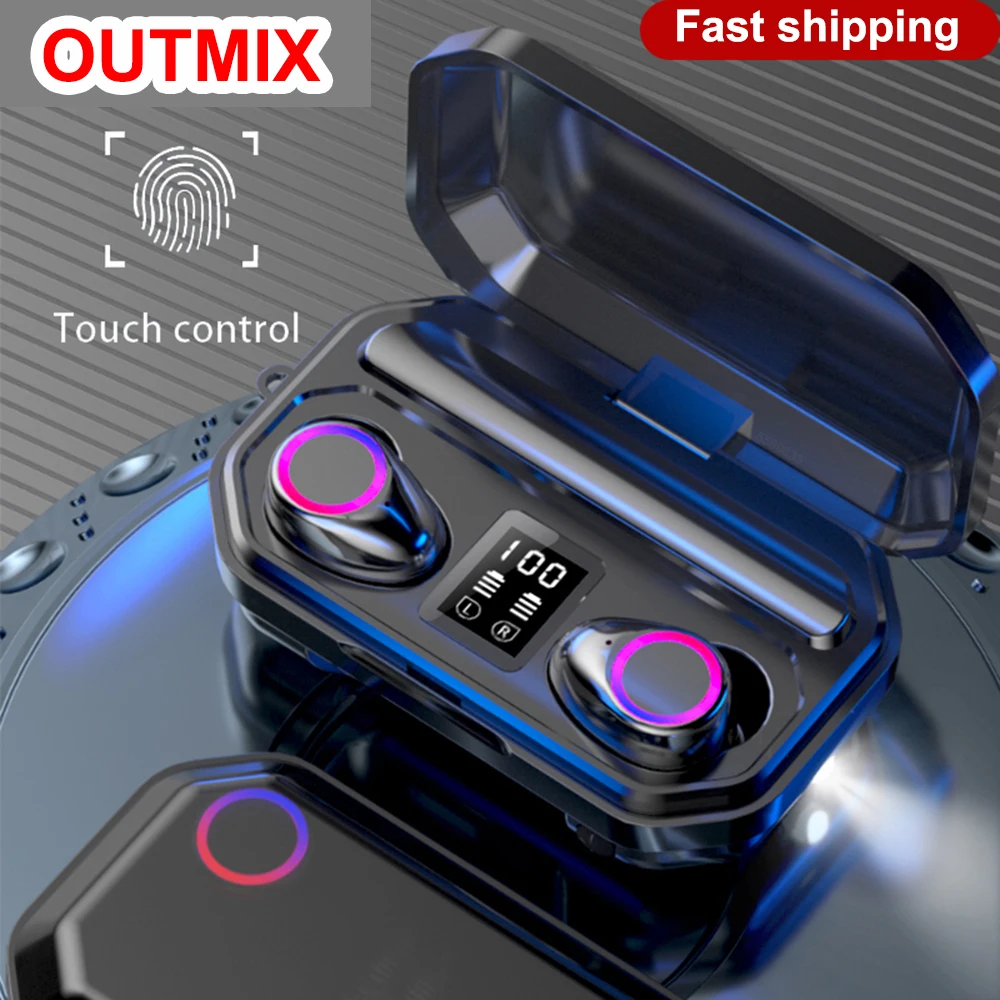 TWS Bluetooth 5 0 Wireless Headset 9D Surround Stereo Earphone CVC 8 0 Noise Cancel 2000mA Box With LED Flashlight