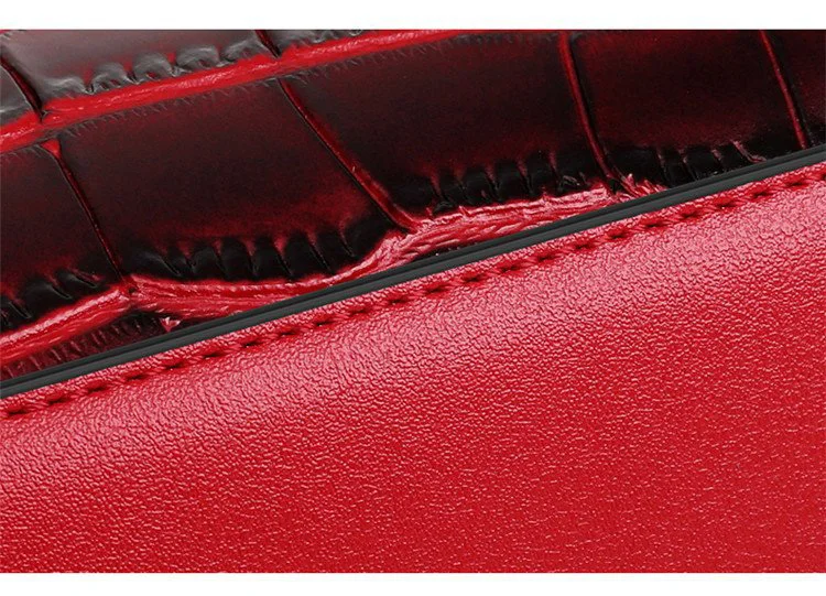 PU Leather Faux Crocodile Print Handbags Purse Fashion fashion crossbody bag for women 2019 Famous brand Brand Shoulder Bags Red (17)